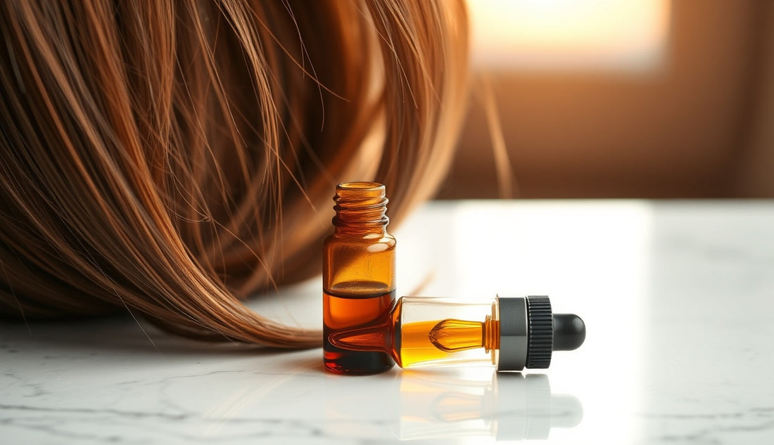 Woman's hairline with a serum dropper bottle for edge regrowth treatment