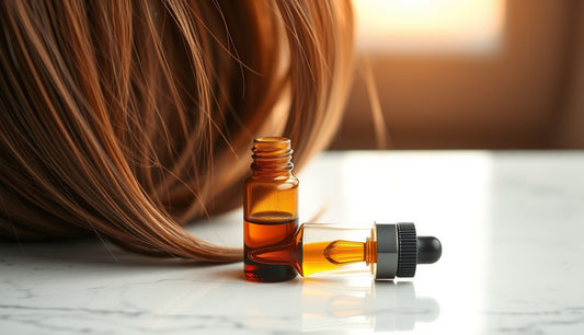 Woman's hairline with a serum dropper bottle for edge regrowth treatment