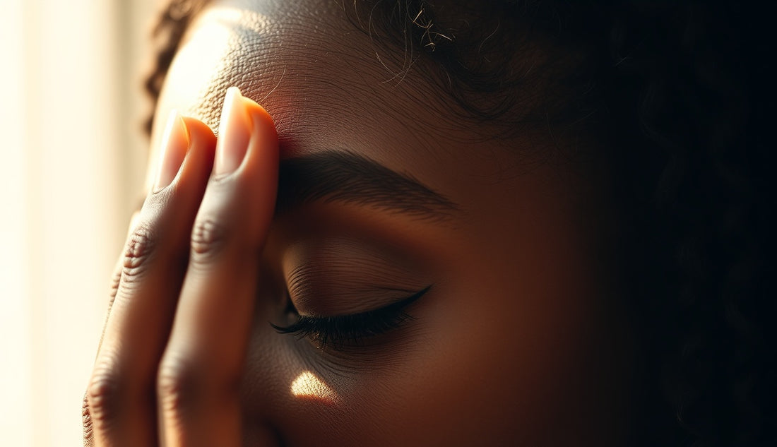 Black woman examining her thinning temple hairline for signs of traction alopecia recovery