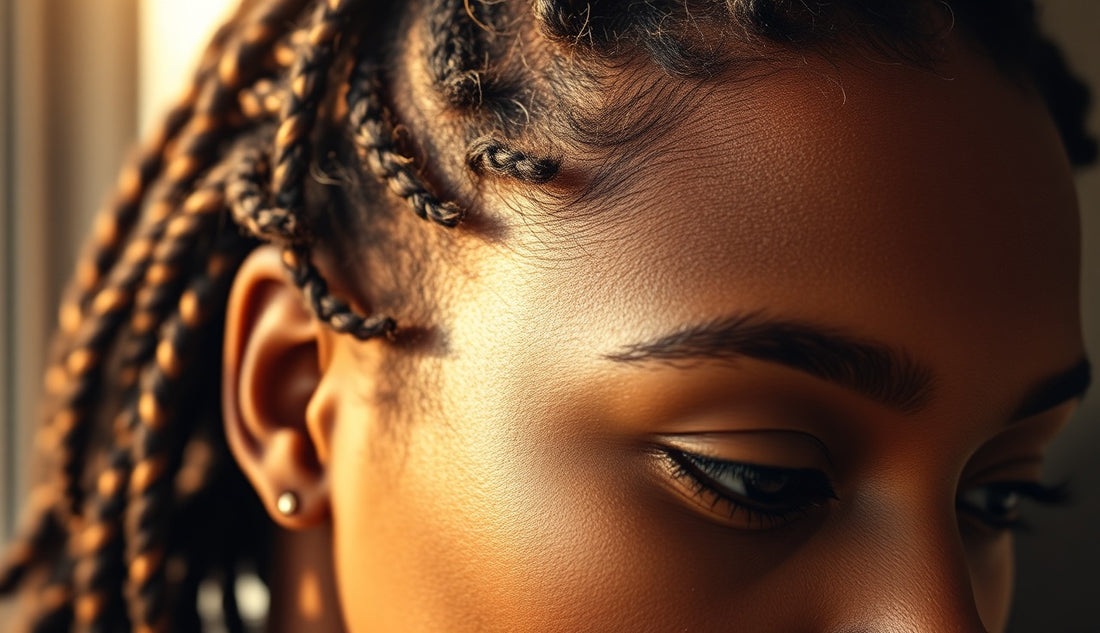 Black woman with loose natural twists showing healthy hairline and edges