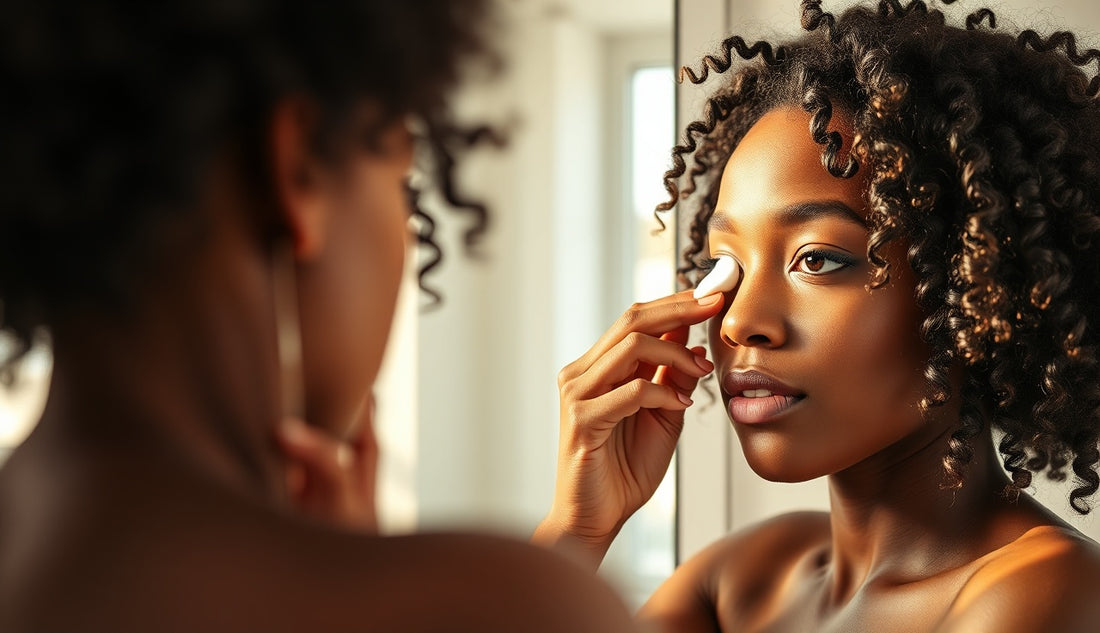 Woman applying leave-in conditioner to fragile edges near her hairline
