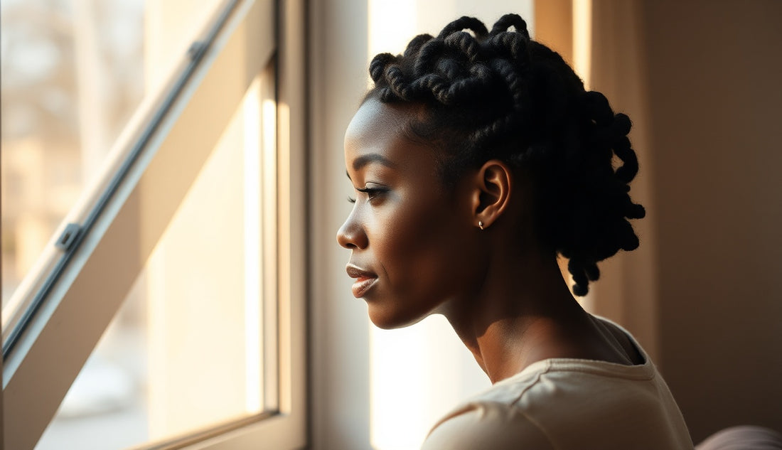 Black woman with loose protective twist style showing healthy hairline edges