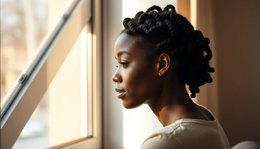 Black woman with loose protective twist style showing healthy hairline edges