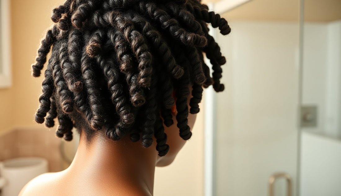 Black woman with defined 4c natural hair in a loose twist-out style
