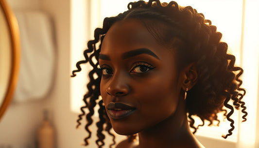 Black woman showing a loose forward-swept braid out framing her face with soft waves