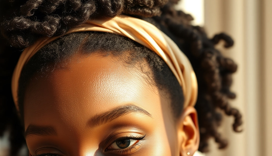 Black woman with natural textured hair in a loose protective bun covering thin edges
