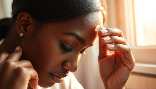 Woman applying botanical oil to thinning edges damaged by lace wig glue