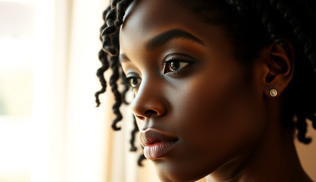 Black woman with loose natural twists showing healthy relaxed hairline