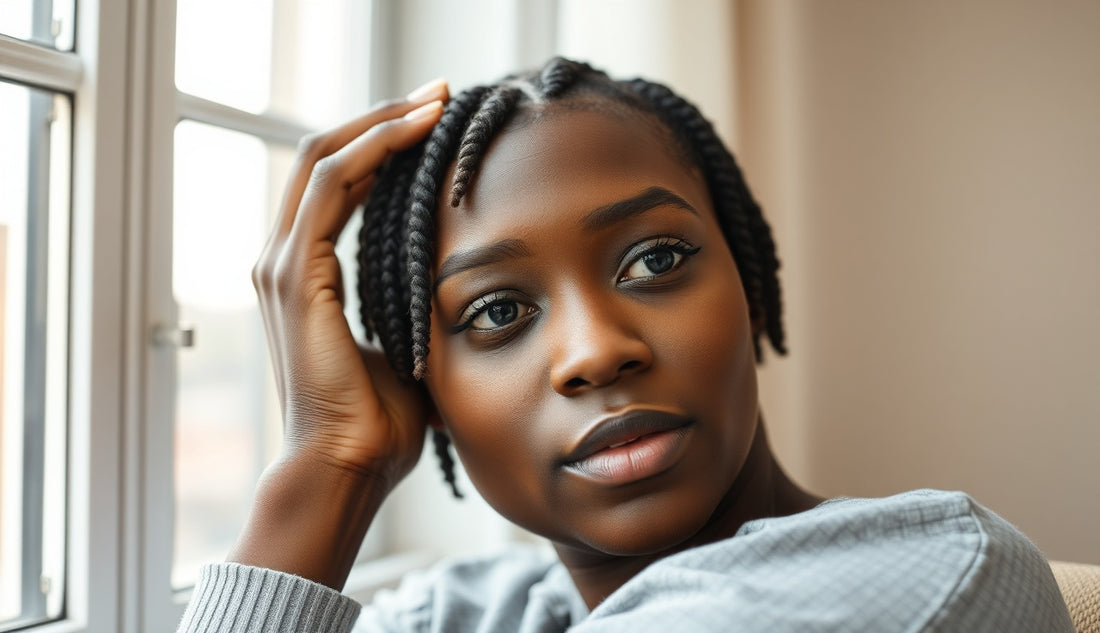 Black woman with short 4c natural hair in mini twists protective style