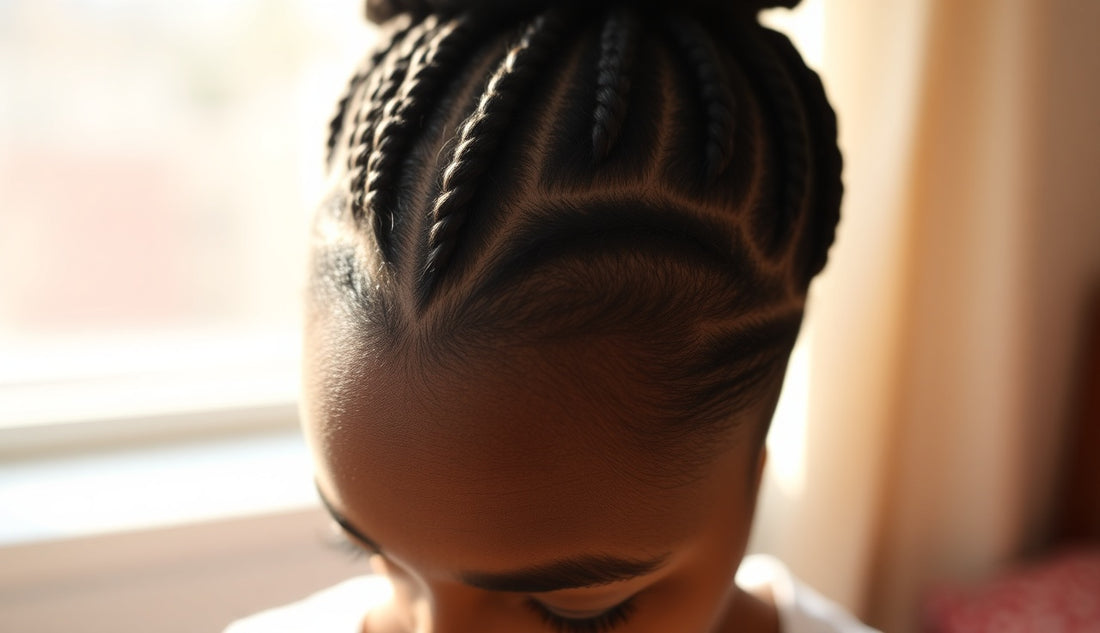 Close-up of feed-in cornrows on a Black woman with a natural hairline
