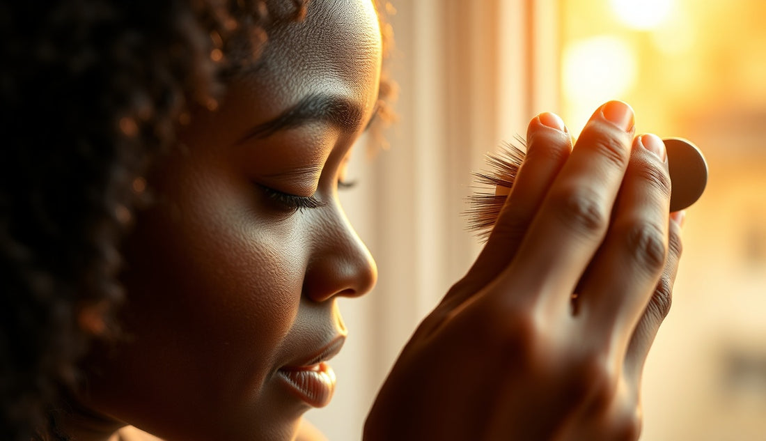 Woman gently brushing her natural hairline edges with a soft bristle brush