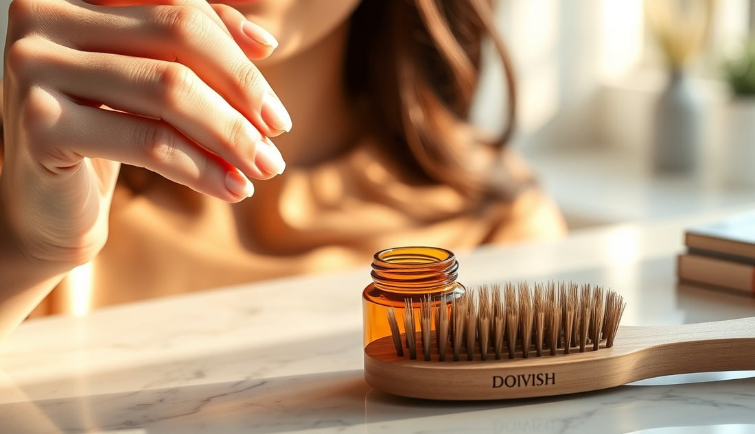 Woman smoothing her natural hairline edges with an alcohol-free edge control product
