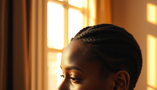 Black woman's hairline profile showing early starter locs and thin edges