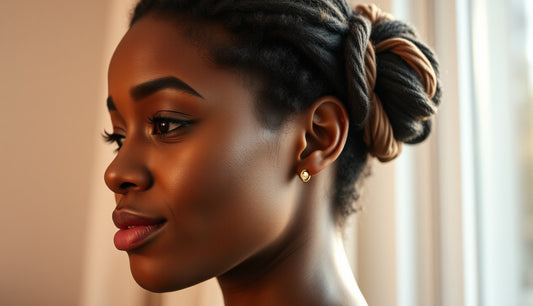 Black woman with textured hair in a loose low bun protecting thin temple edges
