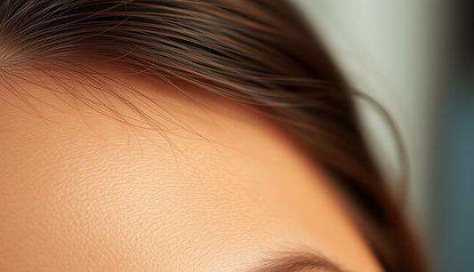 Woman's hairline showing fine baby hair regrowth along thinning temples