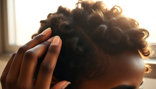 Close-up of a Black woman's natural hairline showing different edge hair textures