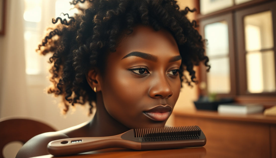 Black woman with smooth, gently styled edges and natural curls at her hairline