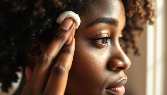 Woman applying leave-in conditioner to thinning edges at her hairline