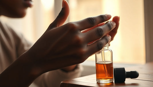 Woman massaging natural oil into her hairline for edge regrowth