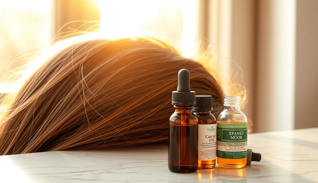 Woman applying diluted castor oil blend to thinning hairline edges with dropper bottle