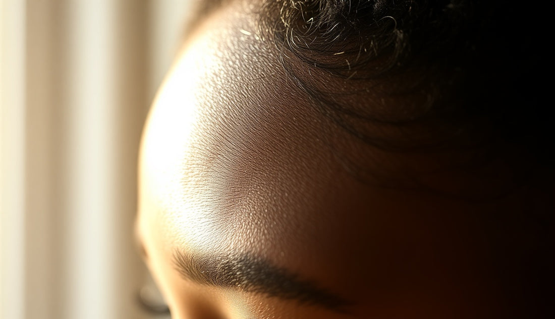Black woman with smoothed 4c hairline and natural edges in soft morning light