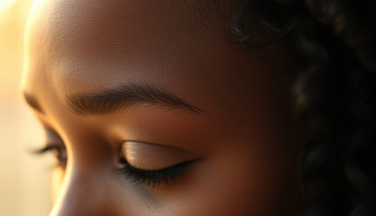 Black woman's temple hairline showing fine regrowth along thinning edges in natural light