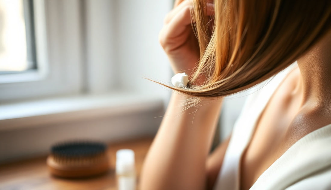 Woman smoothing edge control along her natural hairline with a soft brush