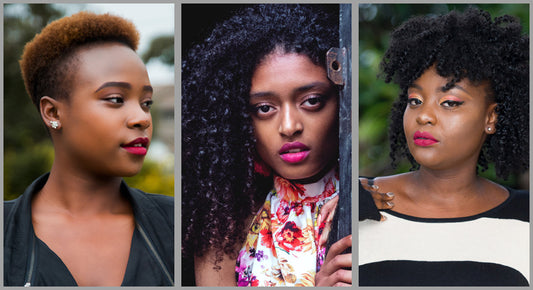 Three women with black curly hair